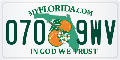 FL license plate 0709WV