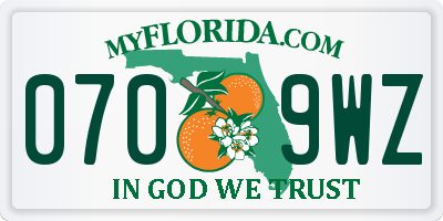 FL license plate 0709WZ