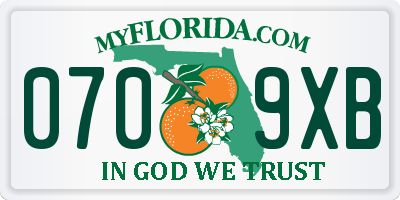 FL license plate 0709XB