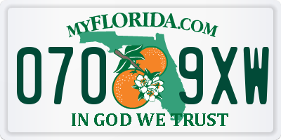 FL license plate 0709XW