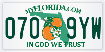FL license plate 0709YW
