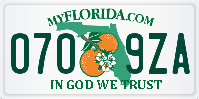 FL license plate 0709ZA