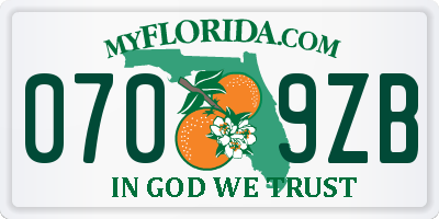 FL license plate 0709ZB