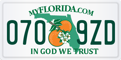 FL license plate 0709ZD