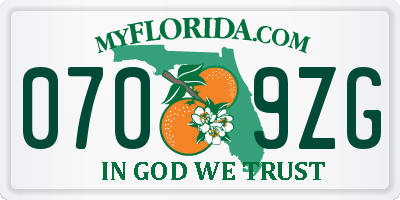 FL license plate 0709ZG