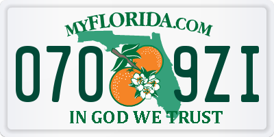 FL license plate 0709ZI
