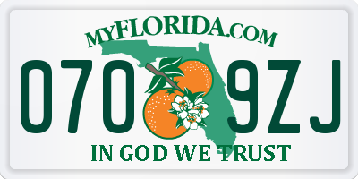 FL license plate 0709ZJ