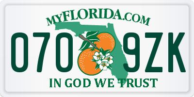 FL license plate 0709ZK