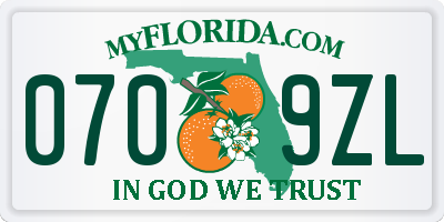 FL license plate 0709ZL