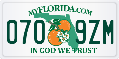 FL license plate 0709ZM