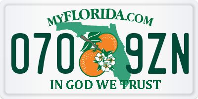 FL license plate 0709ZN