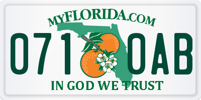 FL license plate 0710AB