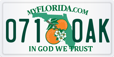 FL license plate 0710AK
