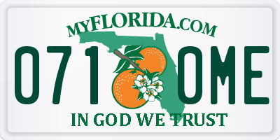 FL license plate 0710ME