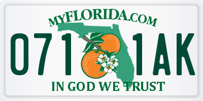 FL license plate 0711AK