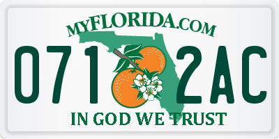 FL license plate 0712AC