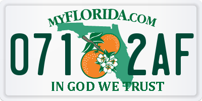 FL license plate 0712AF