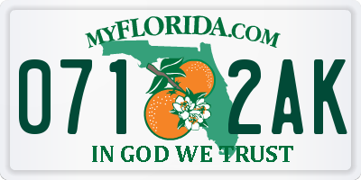 FL license plate 0712AK