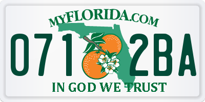FL license plate 0712BA