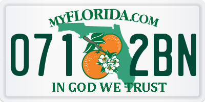 FL license plate 0712BN