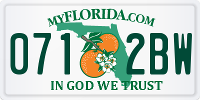 FL license plate 0712BW