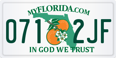 FL license plate 0712JF