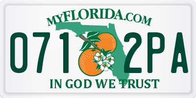 FL license plate 0712PA
