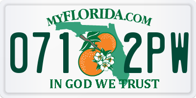 FL license plate 0712PW