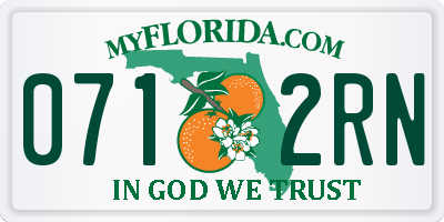 FL license plate 0712RN