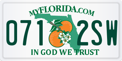FL license plate 0712SW