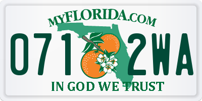 FL license plate 0712WA