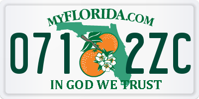 FL license plate 0712ZC