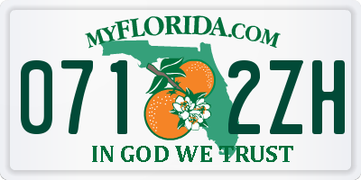 FL license plate 0712ZH