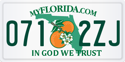 FL license plate 0712ZJ