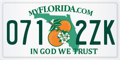 FL license plate 0712ZK