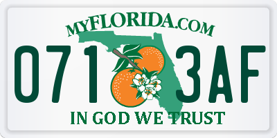 FL license plate 0713AF