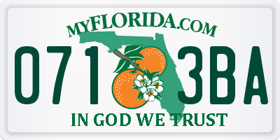 FL license plate 0713BA