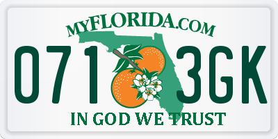 FL license plate 0713GK