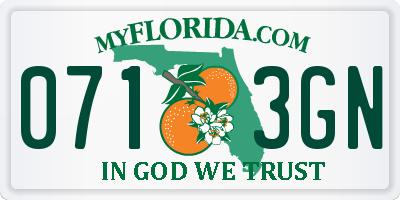 FL license plate 0713GN