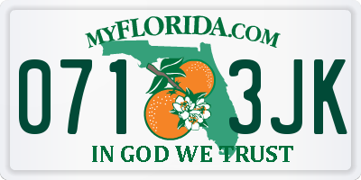 FL license plate 0713JK