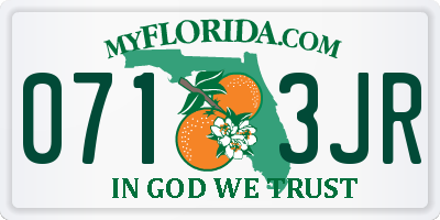 FL license plate 0713JR