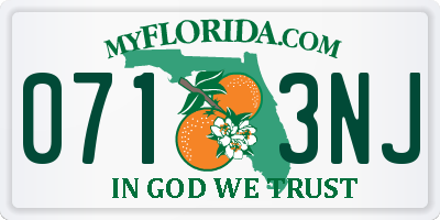 FL license plate 0713NJ