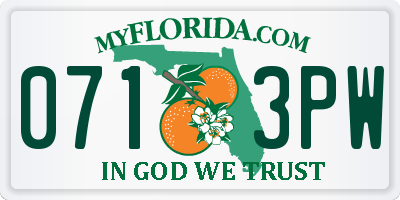 FL license plate 0713PW