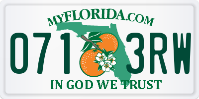 FL license plate 0713RW