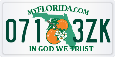 FL license plate 0713ZK