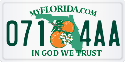 FL license plate 0714AA