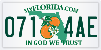 FL license plate 0714AE