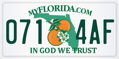FL license plate 0714AF