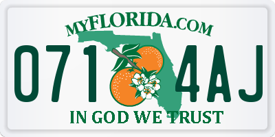 FL license plate 0714AJ
