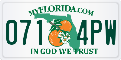 FL license plate 0714PW
